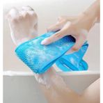 Mena Rise Çift Taraflı Banyo Hamam Lifi, Silikon Masajlı, Yumuşak Duş Lifi, Banyo Kesesi, - 0- Koyu Mavi