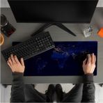 Mena Rise Gece Dünya Haritası Baskılı 70X30 Büyük Boy Mousepad - Mouse Pad - Fare Altlığı - 1 cm - Pembe