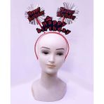 Mena Rise Happy Birthday Yazılı Püsküllü Neon Kırmızı Renk Doğum Günü Tacı 22X19 cm - Lisinya