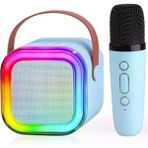Mena Rise Karaoke Kablosuz Hoparlör Mikrofonlu Rgb Işıklı Bluetooth Speaker Tf Kart/usb Mavi - Lisinya