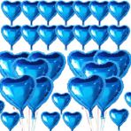 Mena Rise Metalize Parlak Mavi Kalp Şekilli Uçan Balon Folyo 18 Inç 45 cm 25 Adet - Lisinya