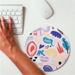Mena Rise Minimal Renkli Tasarımlı Yuvarlak Mousepad - Mouse Pad - Fare Altlığı - 1 cm - Pembe