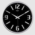 Mena Rise Premium Serisi Metal Çerçeveli Kabartma Rakamlı Camlı 35 cm Duvar Saati Gri - 0 - Siyah
