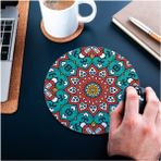 Mena Rise Renkli Mandala Tasarımlı Yuvarlak Mouse Pad - Mousepad - Mouse Pad - Fare Altlığı - 01P-Pembe
