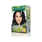 Mena Rise Sea Color Amonyaksız, Vegan, Doğal, Besleyici Kalıcı Saç BOYASI%100 Beyaz Kapama (1 Paket 2 x 50 ml Boya & Oksidan)(Siyah 1.0)