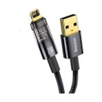 Mena Rise Şeffaf Uçlu Iphone 45W USB Hızlı ve Dayanıklı Şarj ve Data Işıklı Örgü Kablo 1 Metre ( Lisinya )