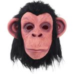 Mena Rise Siyah Saçlı Kafaya Tam Geçmeli Lateks Şempanze Maskesi - Lateks Maymun Orangutan Goril Maske Et Maske - Lisinya