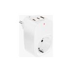 Mena Rise Tekli Yüksek Voltaj Korumalı Duvar Prizi 2x Type-C 1x USB Çıkışlı Priz Grup Priz Çoğaltıcı Beyaz ( Lisinya )