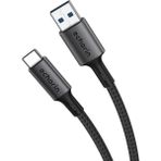 Mena Rise USB 3.0 Usb-A'dan Usb-C'ye 15W Pd Hızlı Şarj 5V3A Yüksek Kaliteli Örgülü Kablo 5gbps 1 Metre (Gri) - 0 - Siyah