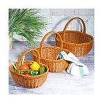 Mena Rise Wicker 3'lü Kulplu Hasır Sepet Seti - 1,5 x 0,7 m - 00 Beyaz