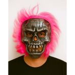 Mena Rise Wild Skull - Gümüş Kafatası Pembe Saçlı Iskelet Maske - Lisinya