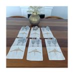 Menar Tasarım "hiç" Sembolü Işlemeli Kaşıklık Servis Sunum 6 Kişilik Tasarım Çatal Bıçak Kılıfı - 10 x 22 cm - Bej - Gold