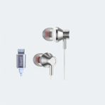 Menashop Iph-01 Lightning Kulaklık iphone ile Uyumlu Extra Bass Metal Uçlar Streo Hd Yüksek Ses 1,2m Mikrofonlu Kulak Içi Kulaklık (Gümüş Beyazı)