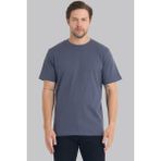 Mencod 4127 Erkek %100 Pamuk Basic Tişört Regular Fit Bisiklet Yaka Canlı Dokulu - Füme - 3XL