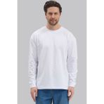 Mencod 5615 Erkek Uzun Kollu Basic T-Shirt %100 Pamuk Regular Fit Bisiklet Yaka Sweat - Beyaz