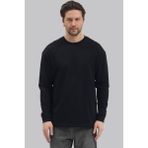 Mencod 5615 Erkek Uzun Kollu Basic T-Shirt %100 Pamuk Regular Fit Bisiklet Yaka Sweat - Siyah