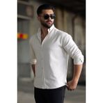 Mencod Erkek Regular Fit Gabardin Pamuk Gömlek – Uzun Kollu Rahat Kalıp - Bej
