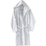 Menderes Home Cotton Collection Bukle Bukle Kapşonlu Bornoz Düz Byz - Beyaz