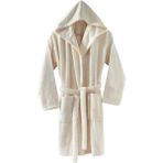 Menderes Home Cotton Collection Bukle Medium Kapşonlu Bornoz Düz Krem