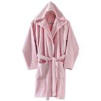 Menderes Home Cotton Collection Bukle Medium Kapşonlu Bornoz Düz Pembe