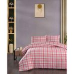 Menderes Home Cotton Collection Flanel R Çift Kişilik Nevresim Takımı Ekose Kırmızı - 160 x 220 cm - Renkli
