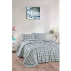 Menderes Home Cotton Collection Flanel R Çift Kişilik Nevresim Takımı Ekose Yeşil