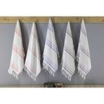 Menderes Home Cotton Collection Peştamal Havlu Çizgili Saçaklı Beyaz-Pembe - Beyaz - Pembe - 70 x 140 cm