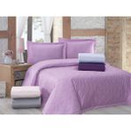 Menderes Home La Notte Saten Çift Kişilik Yatak Örtüsü Takımı Düzboya Mavi - 240 x 240 cm - Çok Renkli