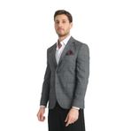 Mendes Erkek Siyah Ekose Slim Fit Mono Yaka Spor Blazer Ceket Siyah 50