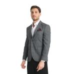 Mendes Erkek Siyah Ekose Slim Fit Mono Yaka Spor Blazer Ceket Siyah 54