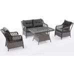 Menekşe 2+1+1+Masa Rattan Bahçe Balkon Mobilyası - Gri