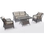 Menekşe 2+1+1+Masa Rattan Bahçe Balkon Mobilyası - Krem