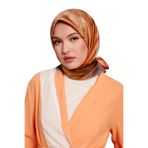 Menekşe Desenli Twill İpek Eşarp