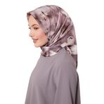 Menekşe Lotus Çiçek Twill İpek Eşarp