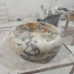 Menekşe Mermer Bombeli Lavabo - Beyaz