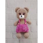 Menekşe Tulumlu Sevimli Ayıcık Amigurumi Organik Oyuncak