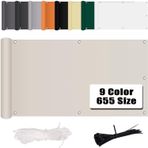 MENGH Balkon paravanı, delmeden rüzgar ve UV koruması, 160 g/m², montaj aksesuarlı, %100 polyester, balkon korkuluğu, teras ve bahçe için, boz kahverengi, 95 x 1000 cm