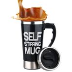 Mengshen Kendinden Karıştıran Fincan Self Stirring Mug - Taşınabilir Tembel Otomatik Karıştırma Çay Kahve Kupası Ofis Ev Dış Mekan Seyahat Hediye 450 ml, A008A Siyah