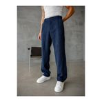 MENOFOURSWEAR Erkek Pileli Baggy Kalıp Kadife Pantolon Lacivert