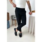 MENOFOURSWEAR Erkek Regular-Fit Premium Kalite Old Money Kumaş Pantolon Siyah