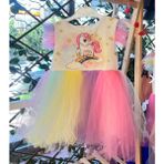 Menta Store Kız Çocuk Renkli Unicorn Tütü Etekli Elbise - 001-Beyaz - 3 Yaş