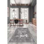 MENTEŞ HOME Gri Kitchen Mutfak Yazılı Yıkanabilir Kaymaz Taban Leke Tutmaz Modern Mutfak Halı ve Yolluk