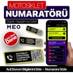 MEO Motosiklet Numaratörü - Dıştan Yapıştırma - Qr Kodlu Numaratör (Yatay Etiket)