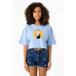 Meovv Meow Bebe Mavi Kadın Crop Tshirt