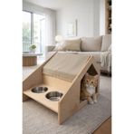 MeoWood Ahşap Kedi Evi–Modern İç Mekan Kedi Yuvası-MeoWood