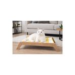 MeoWood Ahşap Kedi Yatağı – Yıkanabilir Hamak Tasarım (Sarı Beyaz)-Modern İç Mekan Kedi Yuvası-MeoWood