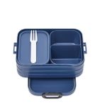 Mepal Bento beslenme kutusu Take A Break Nordic Denim midi – Bölmeli beslenme kutusu, 4 tereyağı ekmeği için uygundur, TPE/pp/abs, 0 mm
