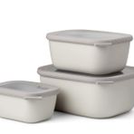 Mepal - Çok amaçlı Cirqula dikdörtgen 3 parçalı set - Kapaklı saklama kabı - Saklama kutusu, buzdolabı, derin dondurucu ve mikrodalga fırın kabı olarak uygundur - 750, 1500 ve 3000 ml - Nordic White