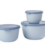 Mepal - Çok amaçlı Cirqula Round 3 parçalı set - Kapaklı saklama kabı - Saklama kutusu, buzdolabı, derin dondurucu ve mikrodalga fırın kabı olarak uygundur - 500 ml, 1000 ml ve 2000 ml - Nordic Blue