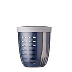 Mepal - Ellipse meyve ve sebze tenceresi - Meyve kabı - Yolda meyve ve sebzeler için ideal - Çatallı ve süzgeçli meyve kutusu - Kapaklı yemek hazırlama kutusu - 600 ml - Nordic Denim